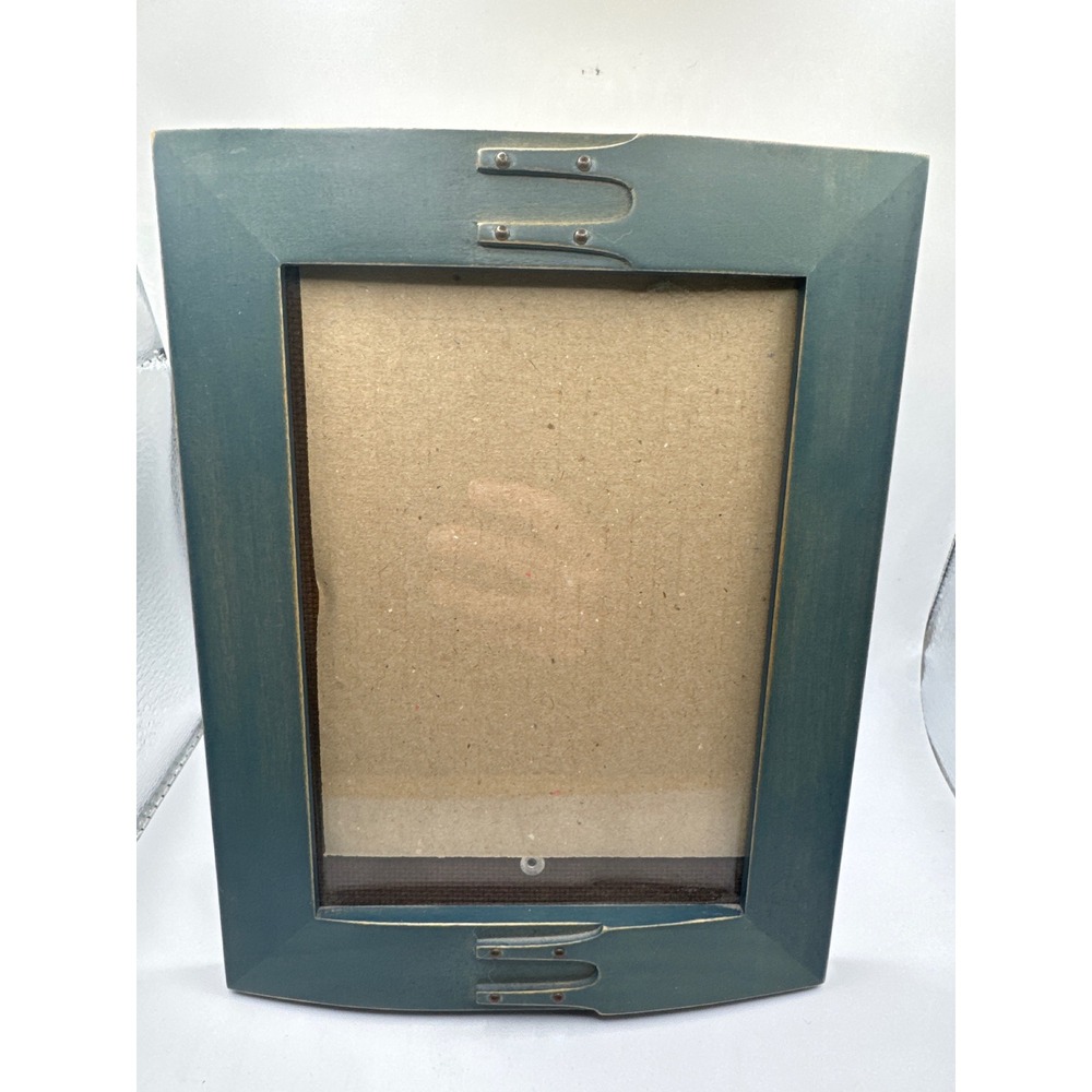 Vintage 1998 HB Group Teal Wood Picture Frame 4x6 Rustic Industrial Accents